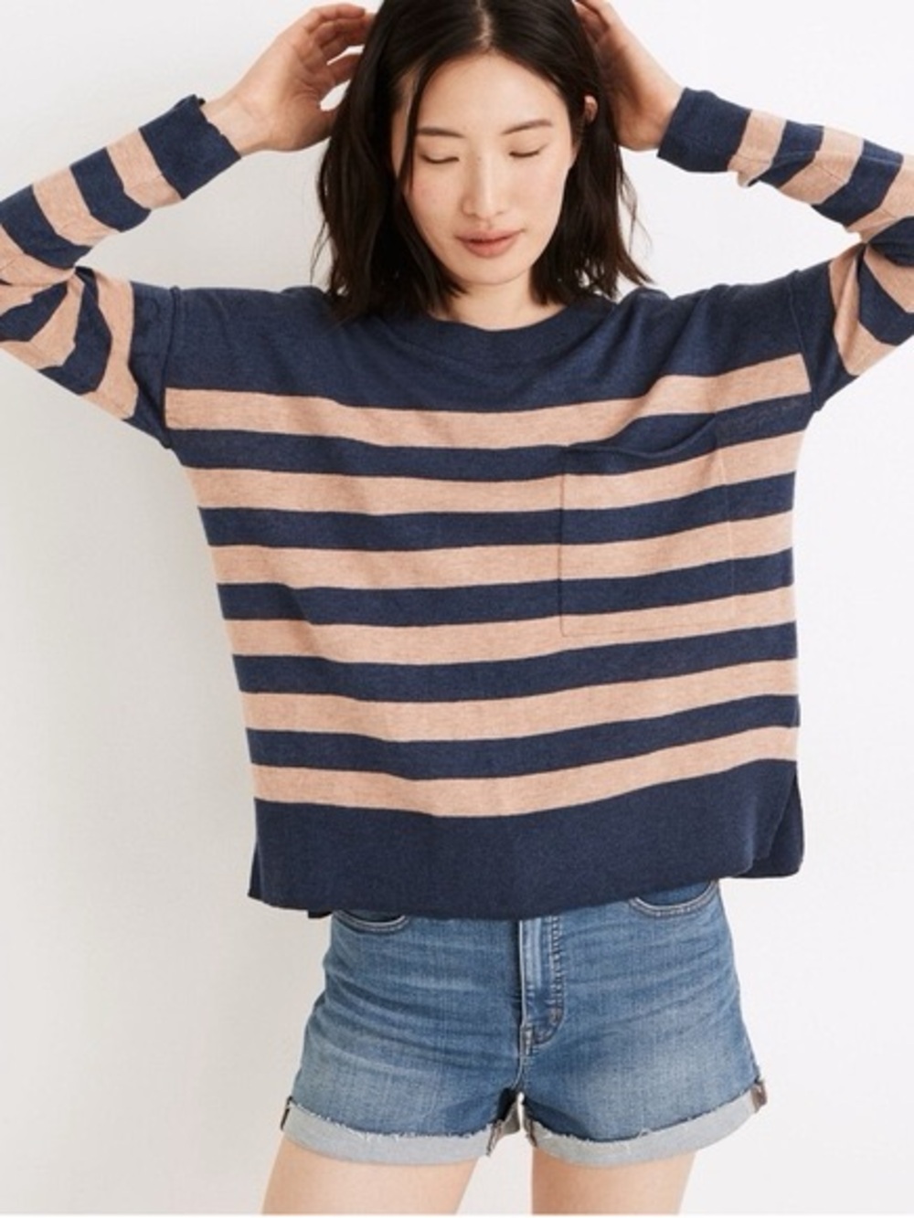 Madewell lightweight pocket pullover in stripe